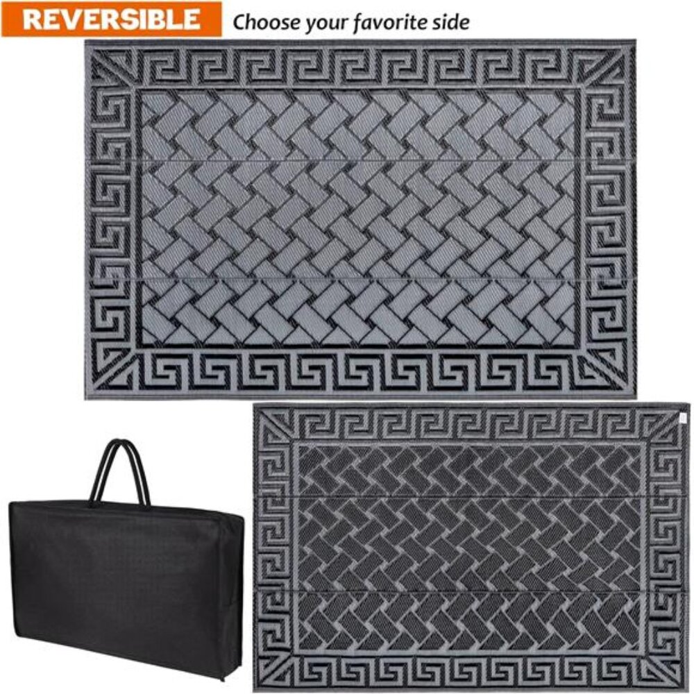 Reversible Mats, Plastic Straw Rug, Modern Area Rug, Large Floor Mat and Rug - Picture 3 of 6